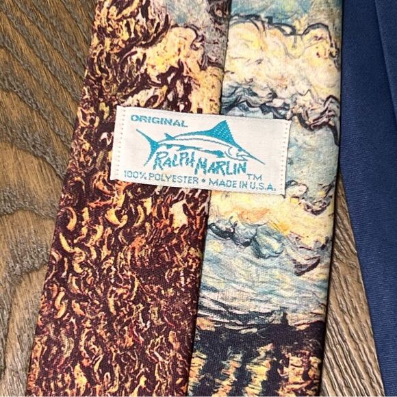 Ralph Marlin Vincent van Gogh “ landscape” tie VINTAGE excellent condition - Picture 4 of 4